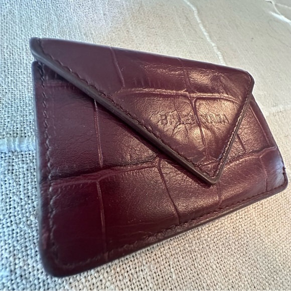 Balenciaga | Papier Bordeaux Alligator Leather Envelope Bifold Compact Wallet - Picture 1 of 7